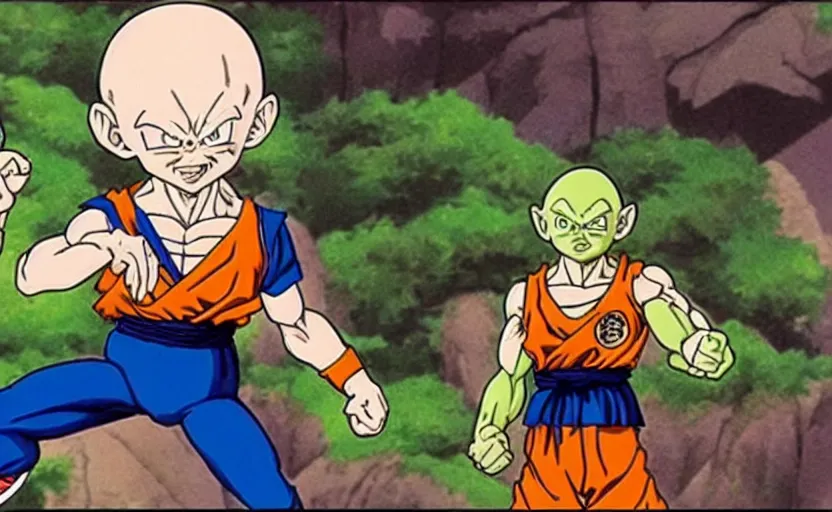 Image similar to a still of gollum in dragon ball z,