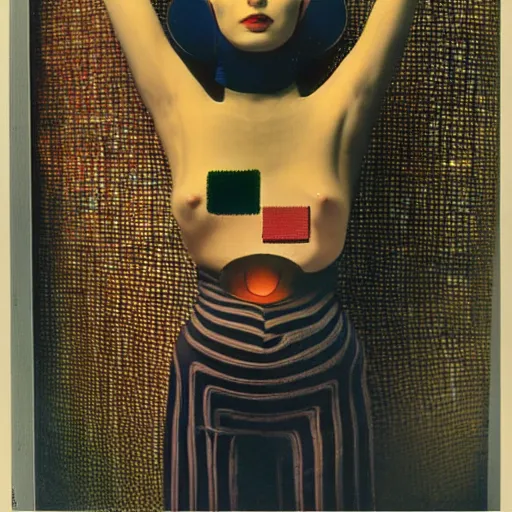 Image similar to A Persian cyborg designed by Man Ray and Nam June Paik, portrait by Annie Liebovitz