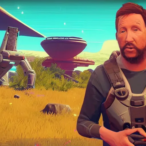 Prompt: No mans sky but everything is Tim Allen