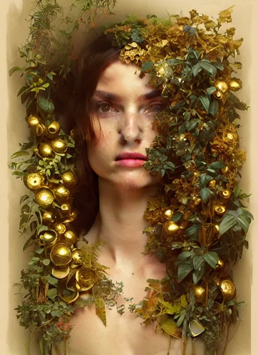 Image similar to hyper realistic photographer looking through a vintage medium format camera, design on white background, beautiful details, lush foliage cyberpunk, gold, drawn by john singer sargent, tom bagshaw, norman rockwell, alphonso mucha, lolish, trending on artstation