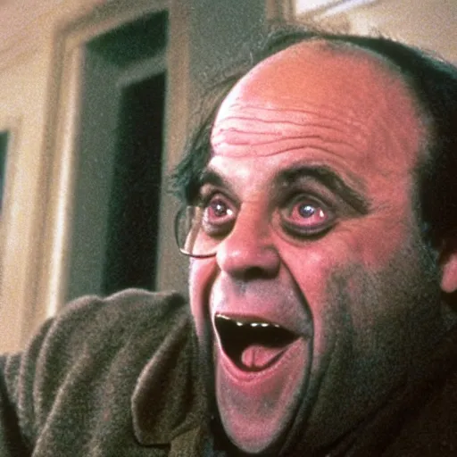 Image similar to Danny Devito as Jack, film still from the movie The Shining