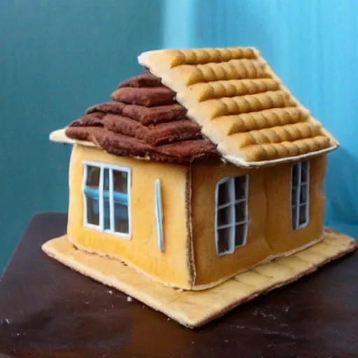 Prompt: house made from biscuits