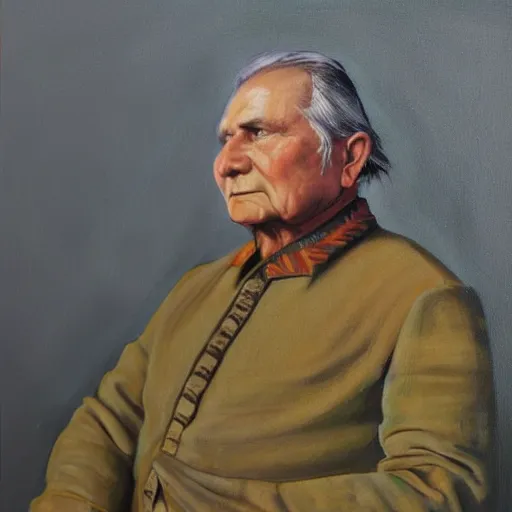 Image similar to painting of chief joseph, in the style of andrew wyeth, award winning, detailed, 4 k, hd