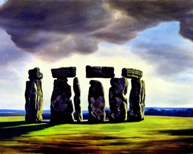Image similar to painting of Stonehenge by Salvador Dali