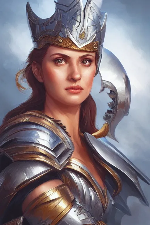 Image similar to amazon valkyrie athena, d & d, fantasy, portrait, highly detailed, headshot, digital painting, trending on artstation, concept art, sharp focus, illustration, art by artgerm and greg rutkowski and magali villeneuve