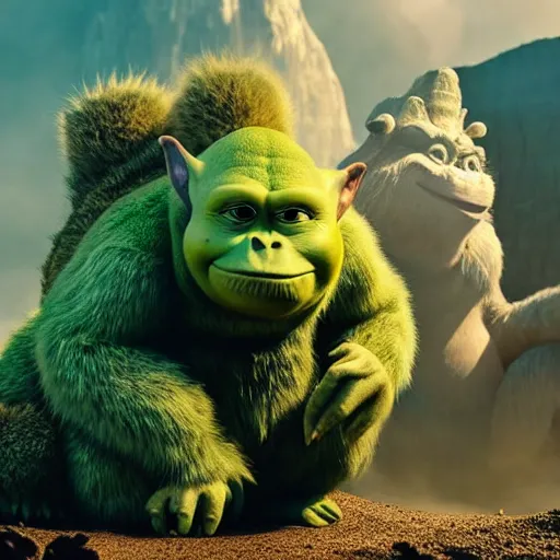 Image similar to mark zuckerberg godzilla yoda donkey kong pikachu yeti shrek spongebob homer groot, highly detailed, extremely high quality, hd, 4 k, 8 k, professional photographer, 4 0 mp, lifelike, top - rated, award winning, realistic, detailed lighting, detailed shadows, sharp, no blur, edited, corrected, trending