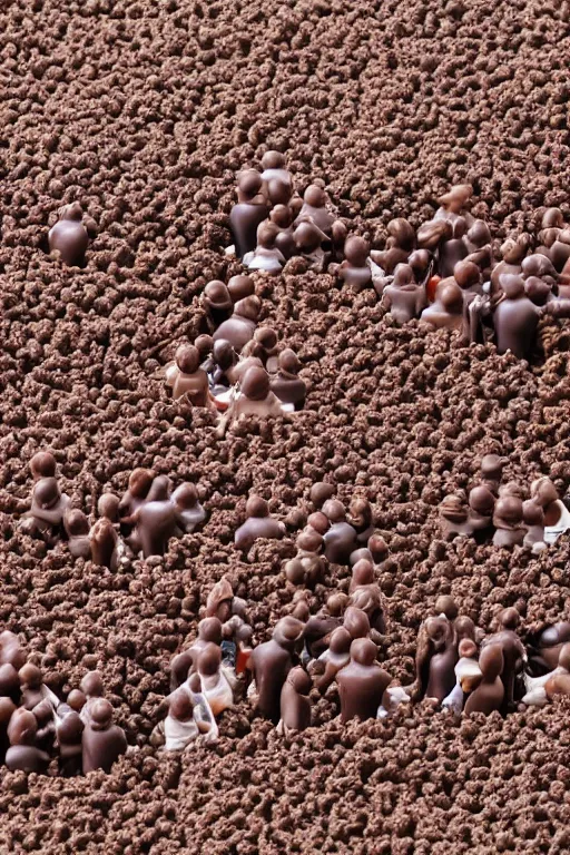Image similar to gays people in a chocolate field. high detail