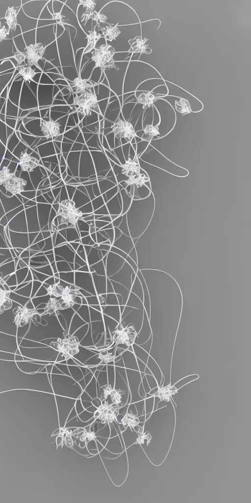 Prompt: abstract 3D object of intertwined flowers on a white background by David McLeod, concept art, fractals, Blender Render