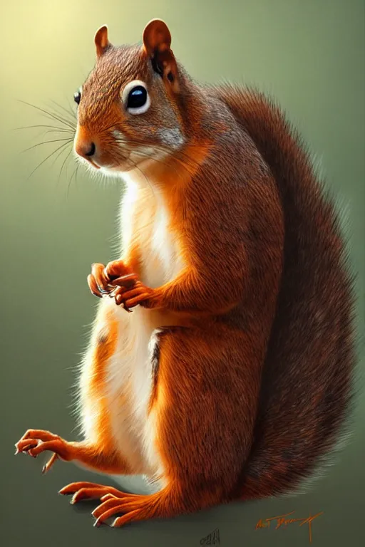 Prompt: Portrait of a buff squirrel by Artgerm and WLOP