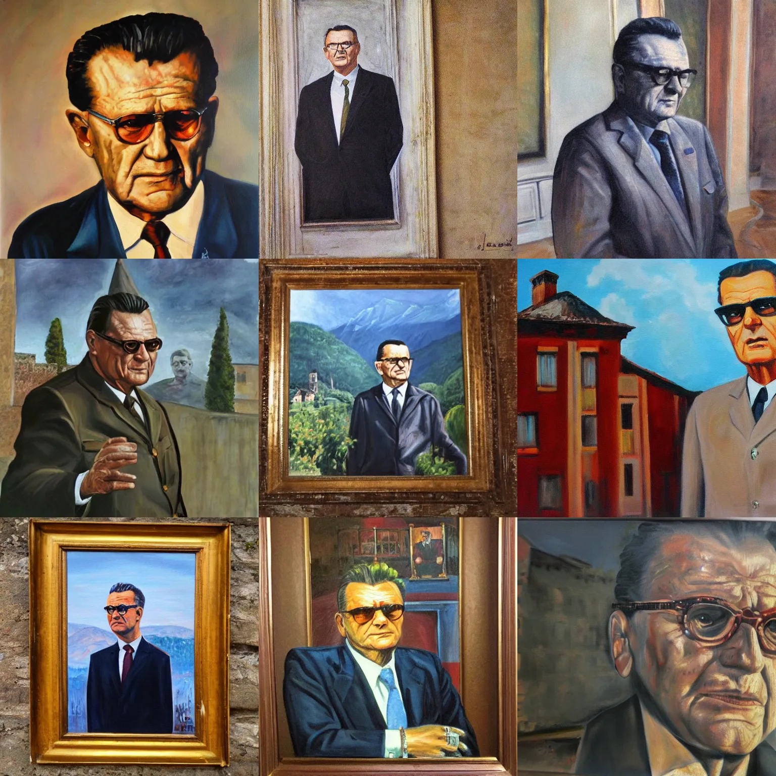 Prompt: realism, painting of josip broz tito in an old castle