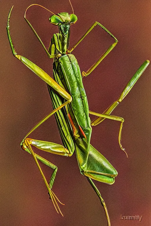 Image similar to praying mantis, by lucy arnold