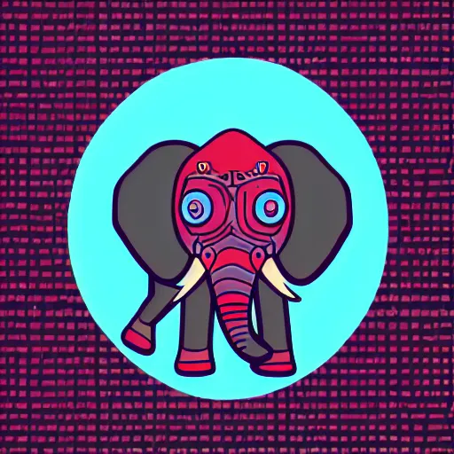 Image similar to vector illustration of an elephant sprite for a cyberpunk video game