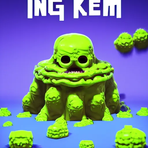 Image similar to slime lord king of the slime universe, skeleton, full body included, wide shot, 1 4 mm lens, f 2. 8, goopy, goop, fluids, soft tissue, subsurface scattering, reflections, ambient occlusion, raytracing, unreal engine 5, pixel art 8 - bit, by beeple