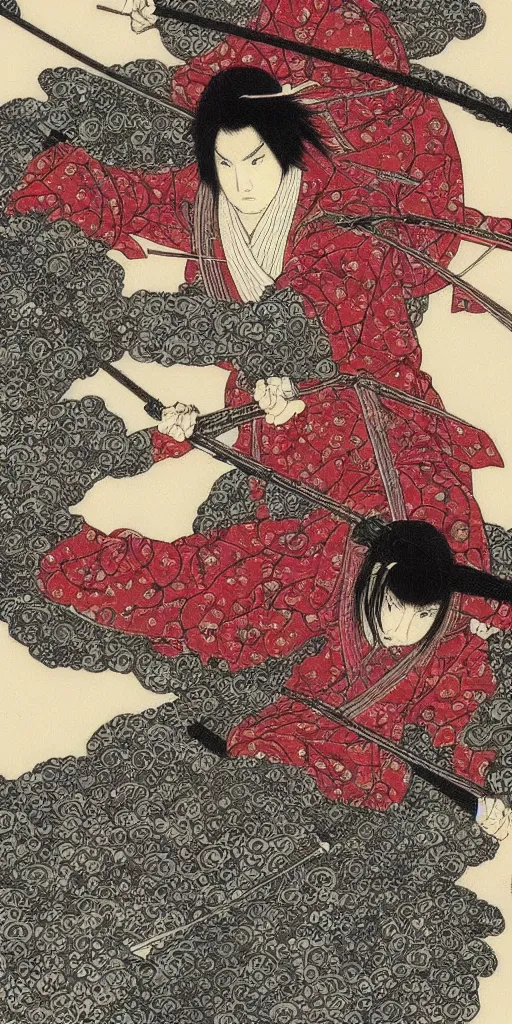 Image similar to screenshot of the red samurai from Takato Yamamoto's book the tale of the red samurai