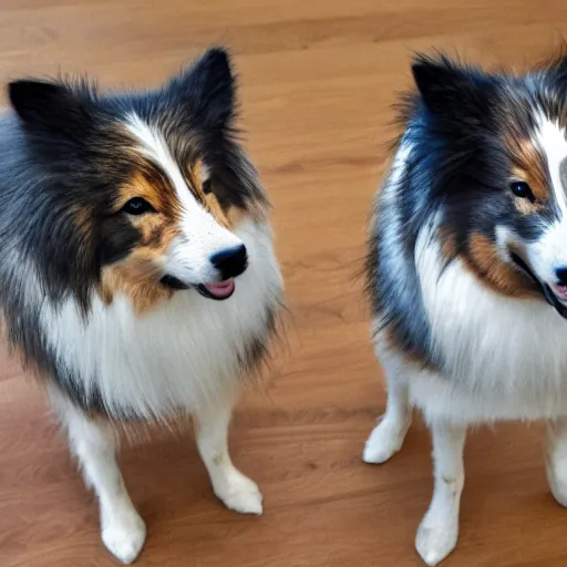 Prompt: a couple of shetland sheepdog in a style of bojack horsman