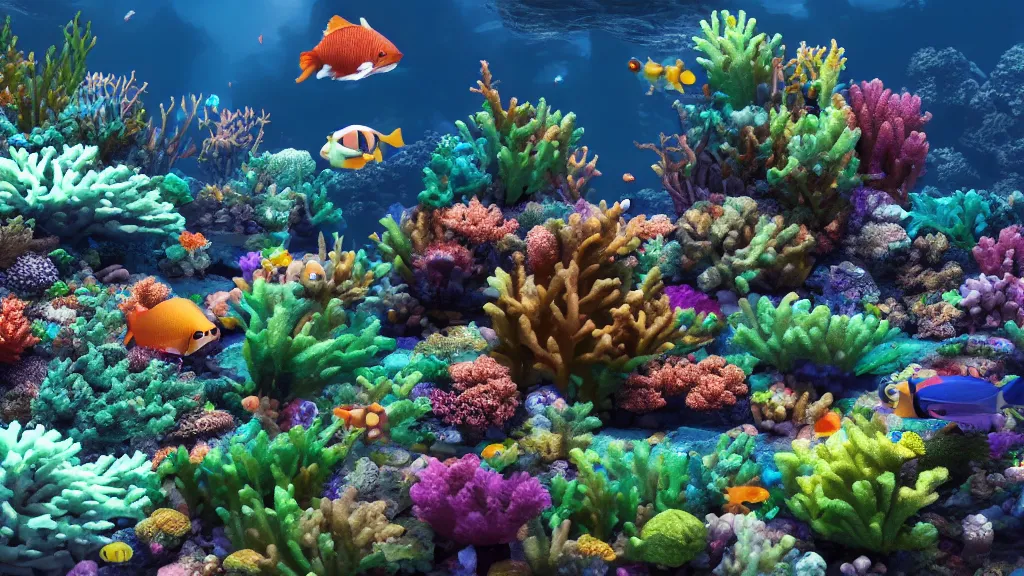 Prompt: coral reef with fish and light rays, raytracing, 8 k uhd, octane render, unreal engine, hyper detailed