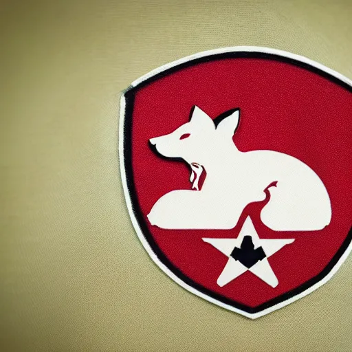 Image similar to military logo that involves foxes, white and red color scheme