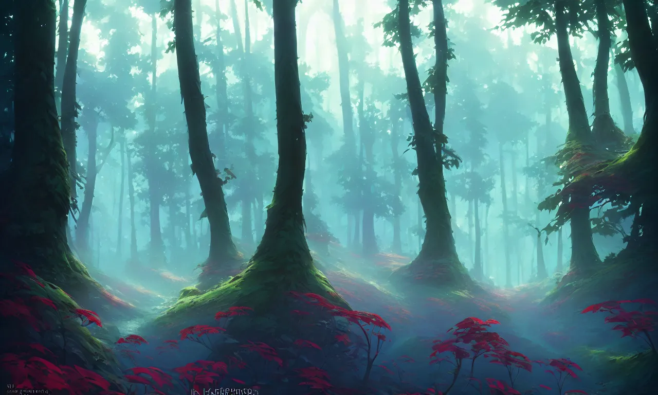 Image similar to Dark forest Strawberry bushes, behance hd by Jesper Ejsing, by RHADS, Makoto Shinkai and Lois van baarle, ilya kuvshinov, rossdraws global illumination