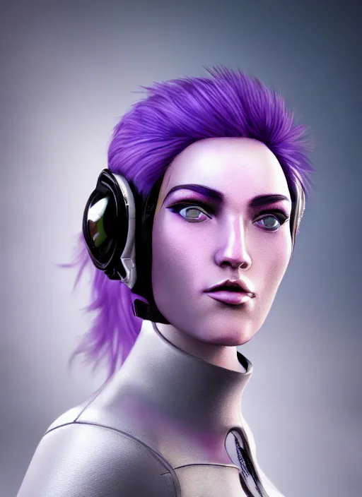 Prompt: photorealistic space pilot 3 0 0 0 cyclope beautiful female with purple hair portrait photography feroflex photorealistic studio lighting ektachrome detailed intricate face details, ultradetails, beautiful face, realistic shaded perfect face, extremely fine details