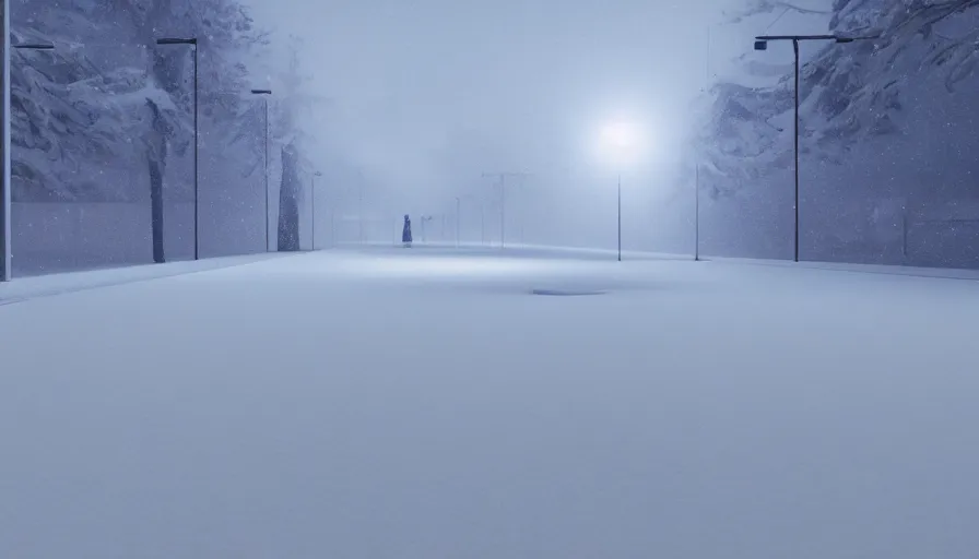 Image similar to Model Runway Walkway Catwalk inside Snowy Blizzard Winter Landscape, Wallpaper, Artstation, Trending on Artstation, Hyperrealistic, Hyperdetailed, Unreal Engine 5, UE5, Concept Art, Octane, Redshift, 8k