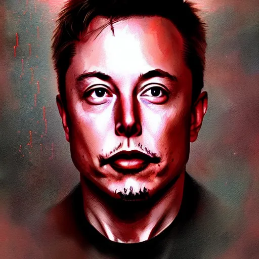 Image similar to portrait of elon musk, very detailed, art contest winner on behance, trendy on deviant art, by artgem, greg rutkowski