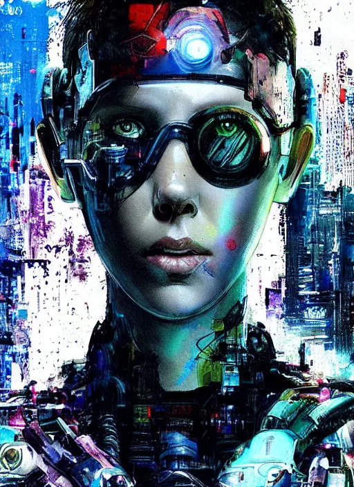 Image similar to Portrait of cyberpunk cyborg Millie Bobby Brown by Yoji Shinkawa