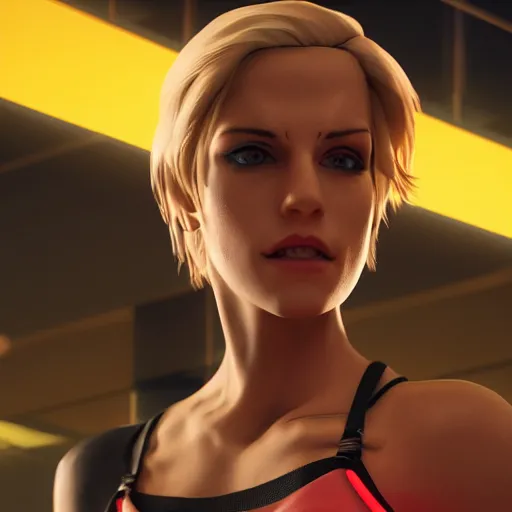 Prompt: Annie Leonhart in a neon city, octane render 8k, atmospheric render, beautiful face, glare