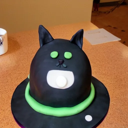 Prompt: a cake in the shape of a cat's head