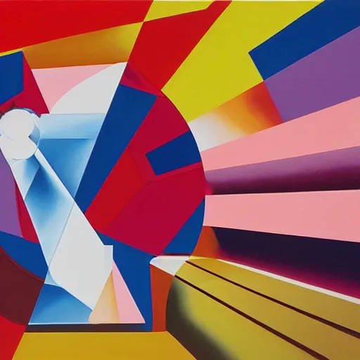 Image similar to an airbrush painting by James Rosenquist behance geometric abstract art vorticism