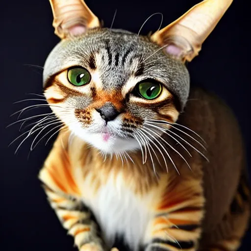 Image similar to a cricket - cat - hybrid, animal photography