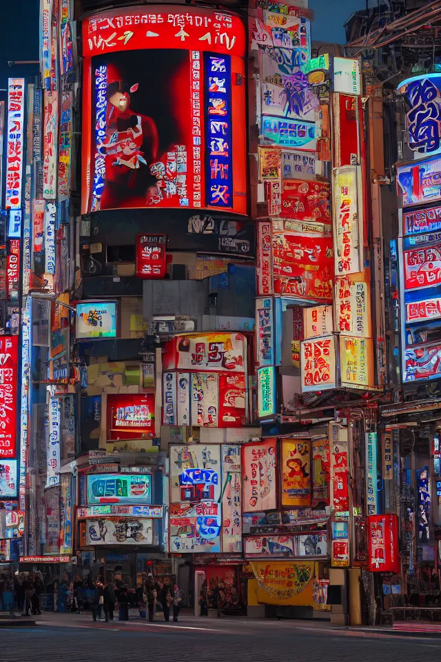 Image similar to a portrait of dotonbori, hyperrealistic, rtx, studio lighting, ray tracing, global illumination, highly detailed, octane render, rendered in unreal engine 5, studio quality, shot through a canon ef 7 0 - 3 0 0 mm f / 4 - 5. 6