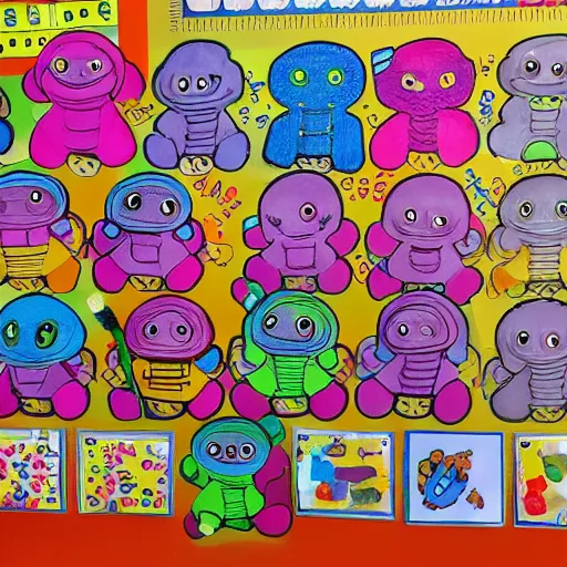 Prompt: baby aliens at kindergarten, very detailed, photorealistic