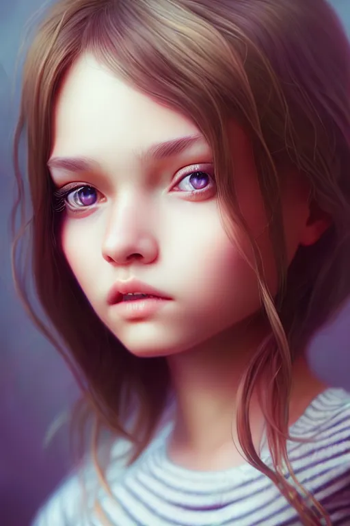 Image similar to very cute girl portrait, highly detailed eyes, intricate details, by artgerm, tooth wu, dan mumford, beeple, wlop, unreal engine 5 rendering