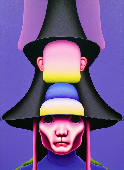 Image similar to witch with hat by shusei nagaoka, kaws, david rudnick, airbrush on canvas, pastell colours, cell shaded, 8 k,