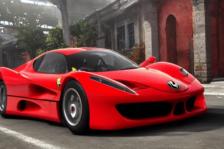 Prompt: ferrari fiat multipla wallpaper sport car gran turismo 7 forza horizon need for speed fast and furious 5 unreal engine supercar hypercar game concept car octane render, 4 khd 2 0 2 2 3 d cgi rtx style chrome reflexion global illumination ray tracing hdr arstation pixar and disney unreal
