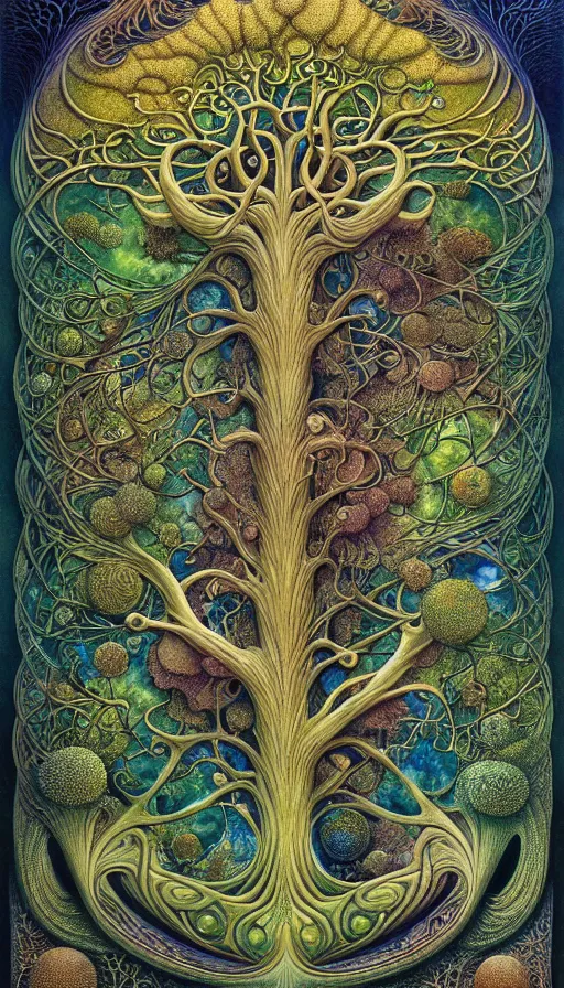 Image similar to tree of life by roger dean and andrew ferez, art forms of nature by ernst haeckel, divine chaos engine, symbolist, visionary, art nouveau, botanical fractal structures, organic, detailed, realistic, surreality