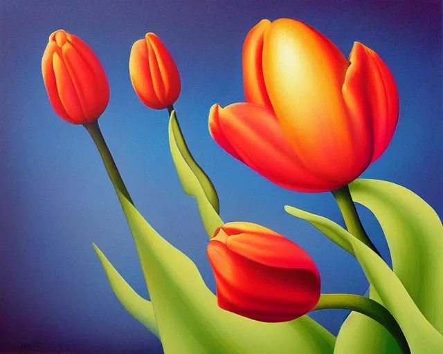 Prompt: the tulip, an ultrafine detailed painting by rafal olbinski, behance contest winner, pop surrealism, detailed painting, very detailed, minimalist, skeuomorphic, airbrush art