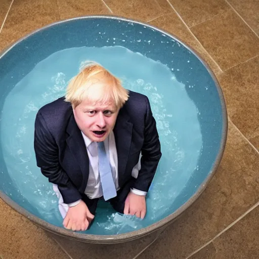 Image similar to Boris Johnson in a bathtub full of beans