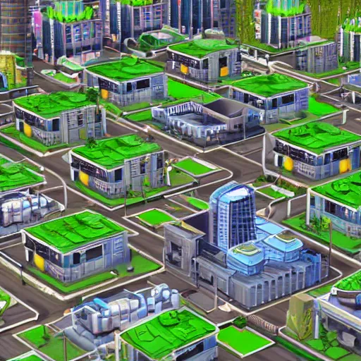 Image similar to asymmetrical sim city building videogame