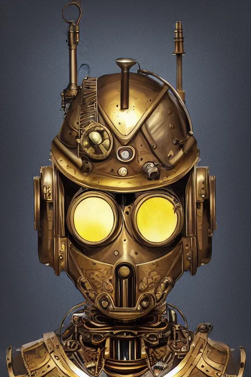 Image similar to steampunk helmet fantasy art mask robot ninja stylized digital illustration sharp focus, elegant intricate digital painting artstation concept art global illumination ray tracing advanced technology chaykin howard and campionpascale and cooke darwyn and davis jack