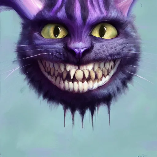 Image similar to Cheshire Cat oil painting trending on artstation, art by greg rutkowski,