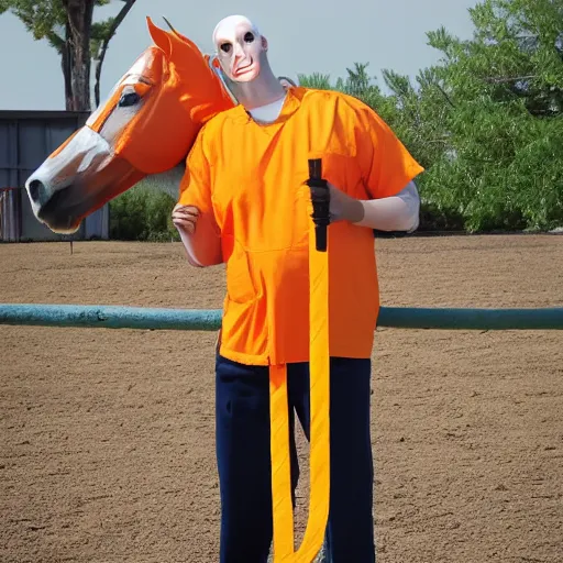 Image similar to inmate with horse head