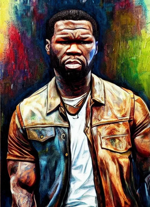 Image similar to 5 0 cent as rick grimes painting