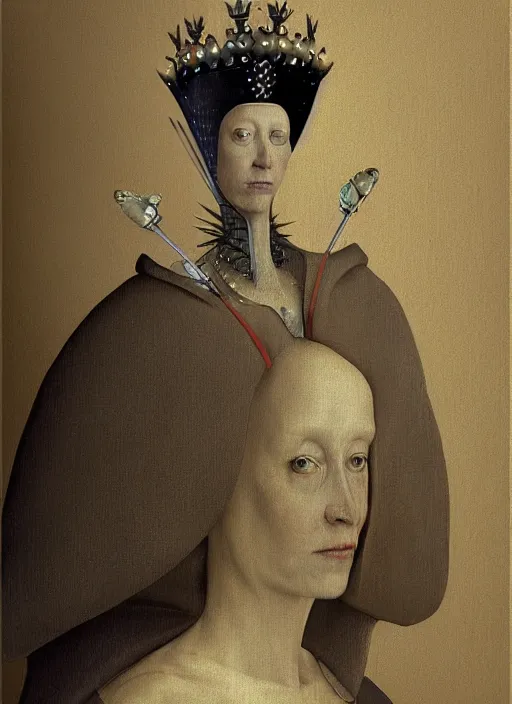 Image similar to queen elizabetth I painted by hieronymus bosch, detailed digital art, trending on Artstation