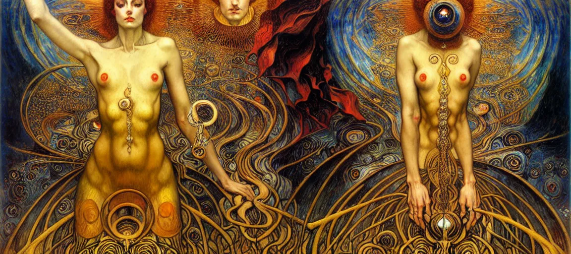 Image similar to Divine Chaos Engine by Karol Bak, Jean Delville, William Blake, Gustav Klimt, and Vincent Van Gogh, symbolist, visionary