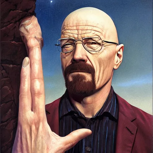 Image similar to walter white with no wrinkles, gerald brom