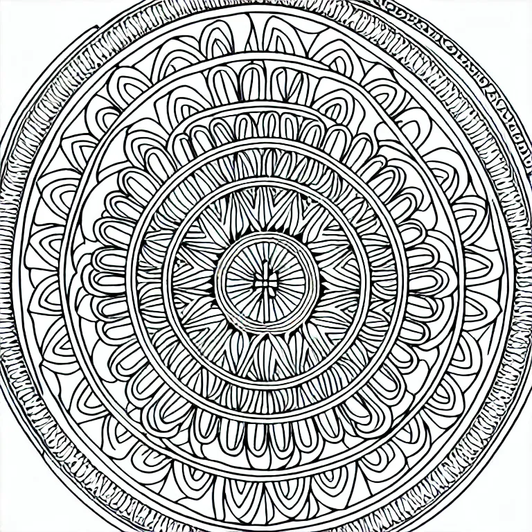 Prompt: Mandala for coloring book, intricate detail, clear, clean lines, symmetrical