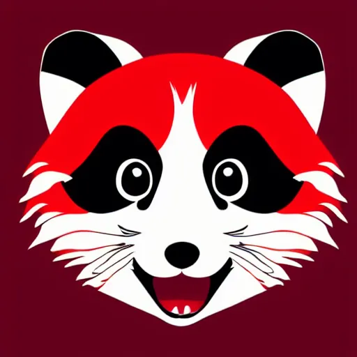 Image similar to cartoon illustration of a red panda, white background, anime