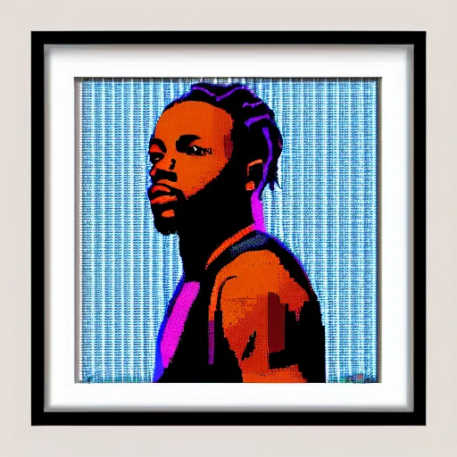 Image similar to pixel art of kendrick lamar