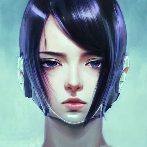 Image similar to A beautiful cyborg woman with big and cute eyes || VERY ANIME, fine-face, realistic shaded perfect face, fine details. Anime. realistic shaded lighting poster by Ilya Kuvshinov katsuhiro otomo ghost-in-the-shell, magali villeneuve, artgerm, Jeremy Lipkin and Michael Garmash and Rob Rey, trending on art station